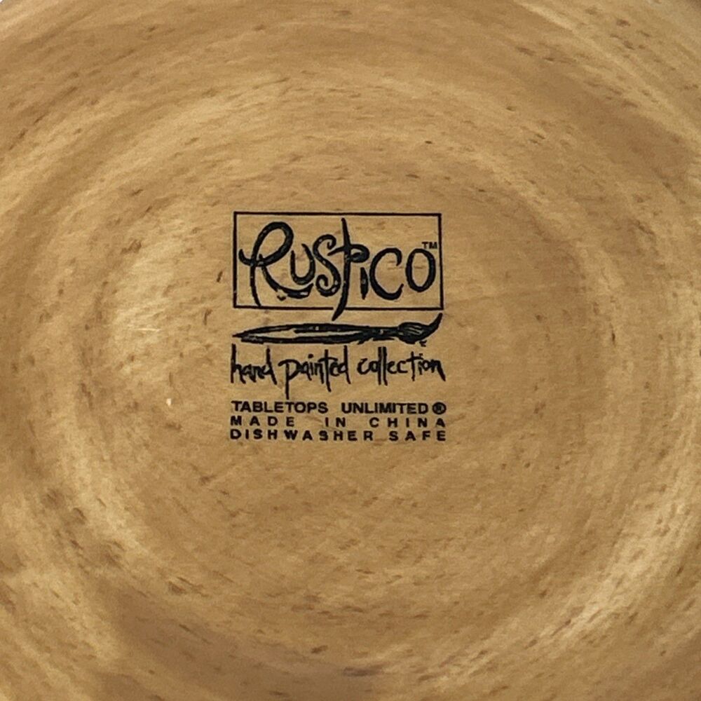 Tabletops Unlimited RUSTICO Bowl Hand Painted Collection Mustard Color 10” - Picture 7 of 10